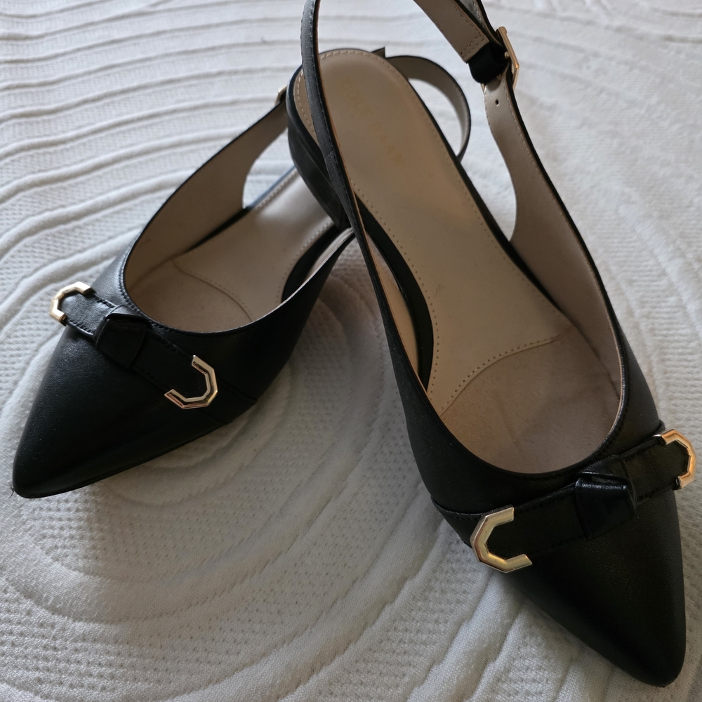 Cole Haan Menlo Skimmer Chic Black Slingback Flats